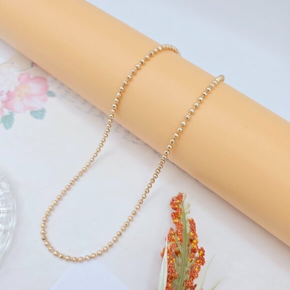 Rose Gold Beaded Ball Chain Necklace – 45cm / 17.7 Inch Elegant Shine, XPNL0022 - Picture 1 of 12